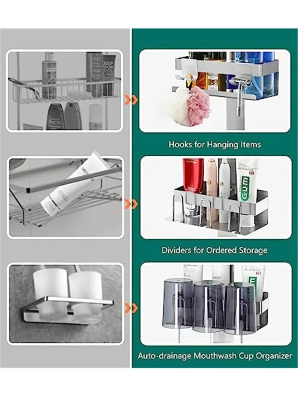 Over Door Shower Caddy Stainless Steel Bathroom Organizer Rustproof Hanging Rack